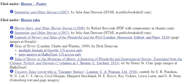 subject horror di The Online Books Page
