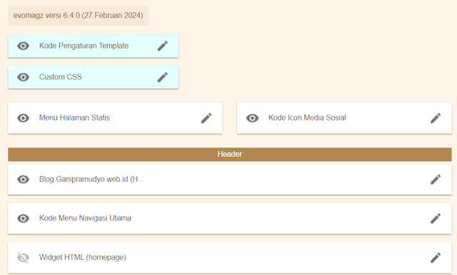 Struktur rapi di template evomagz