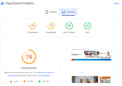 Newkarma berdasarkan aspek pagespeed insight