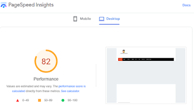 Hasil pagespeed insight