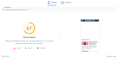 hasil uji pagespeed insight di Viomagz